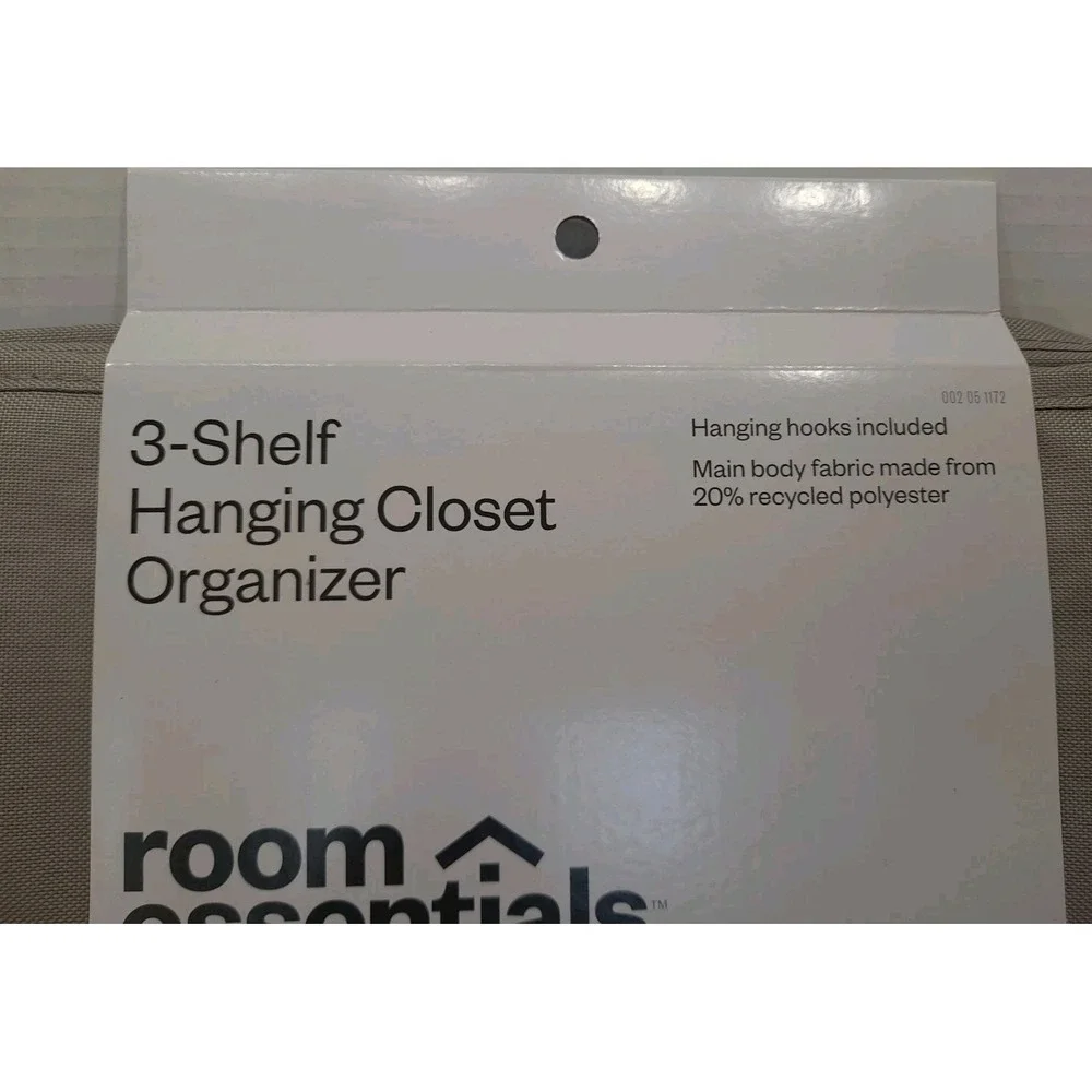 New Room Essentials 3-Shelf Hanging‎ Closet Organizer Collapsible Shelves Gray